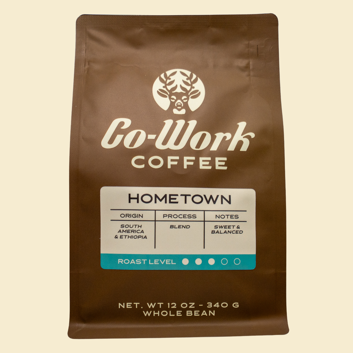 Co-Work Coffee hometown blend 12oz bag — medium roast, small batch, Lawrenceburg TN Co-Work Coffee. High end, best coffee in tennessee.